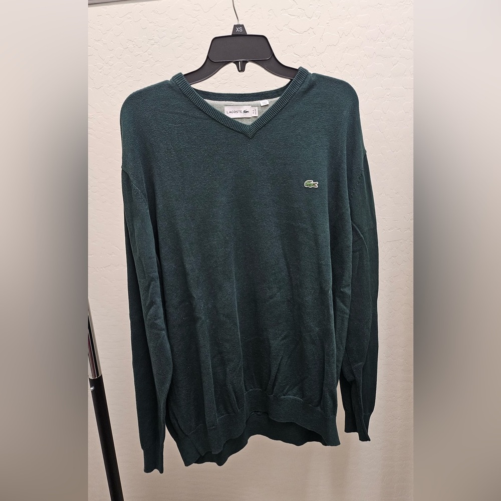 Lacoste Men's Dark Green V-Neck Sweater